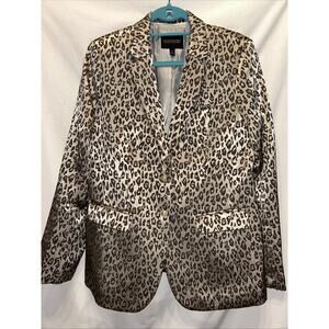 Banana Republic Womens 12 Long & Lean Leopard Print Blazer Career Whimsigoth